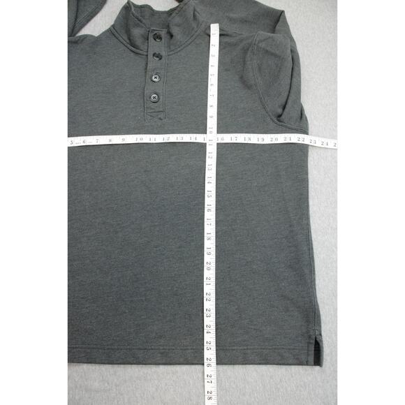 J Crew Sweater Mens M Gray Authentic Fleece Mock Neck 1/4 Button Pullover - Picture 6 of 6